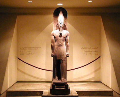 Amenhotep III standing on a sled - Luxor Museum