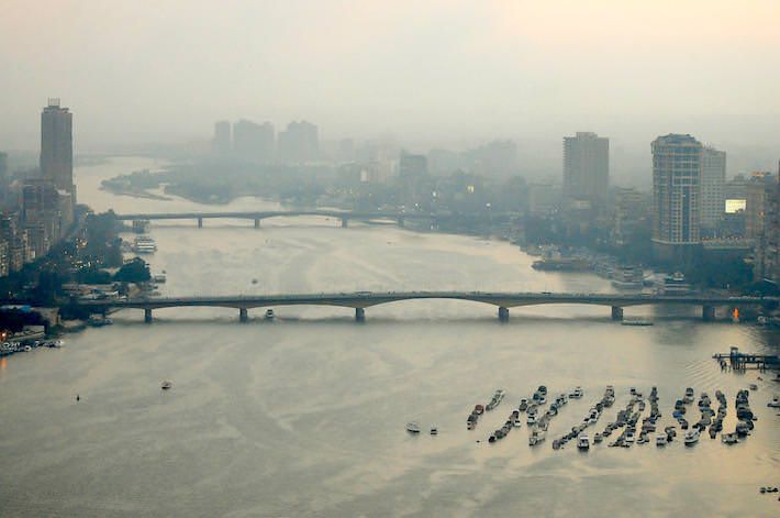 Bridges over the Nile. Cairo at dusk