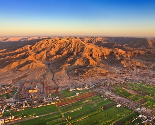 Aerial view over Luxor West Bank