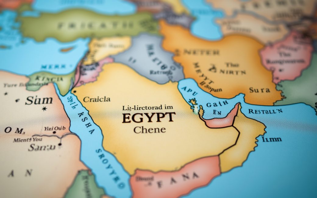 World map with Egypt highlighted, showing its territory spanning Africa and Asia via the Sinai Peninsula